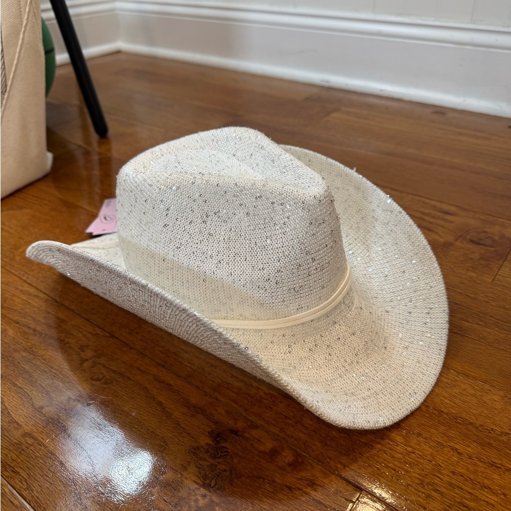 Knit Sparkle Cowboy Rancher Hat in White, Wild Fable, NWT - Picture 3 of 9